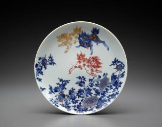 Dish with Shishi and Peonies