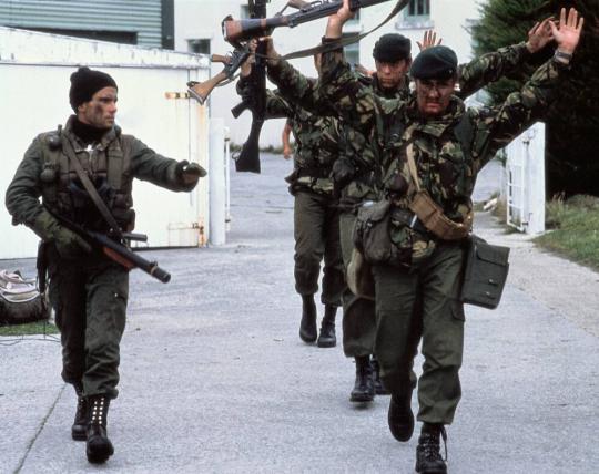 British Marines surrender to Argentinean troops in Malvinas/Falklands.