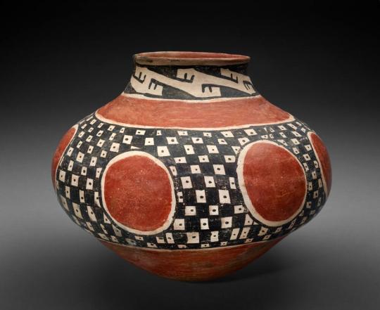 Tonto Polychrome Jar, Olla, with Checkerboard and Sun Designs