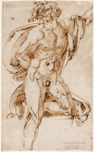 Male Nude who leans on one knee in a contrapposto pose (Study related to the Laocoön)