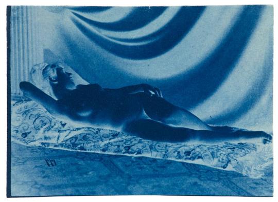 [Reclining nude, negative print]