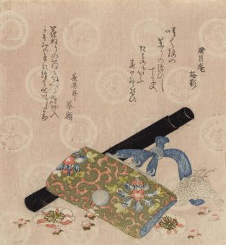 Still-life of a Kiseruzutsu (pipe-case), Taboco-irei (Tobacco Case), and Netsuke
