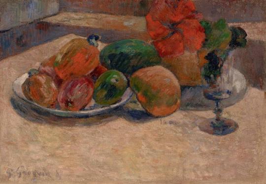 Still Life with Mangoes and a Hibiscus Flower