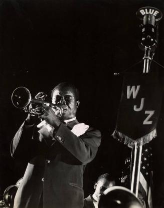 Singer Mildred Bailey and Louis Armstrong Playing Trumpet in Esquire Jam Session