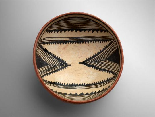 Gila Polychrome Bowl with Jagged Triangles and Lines