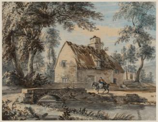 A Figure on a Horse by a Cottage