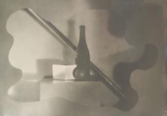 [Still life with bottle and diagonal rod]