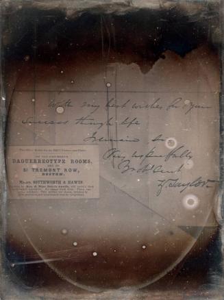 [Autographed Note by Zachary Taylor and Southworth & Hawes Business Card]
