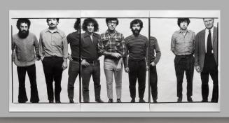 The Chicago Seven: Lee Weiner, John Froines, Abbie Hoffman, Rennie Davis, Jerry Rubin, Tom Hayden, Dave Dellinger, Chicago, November 5, 1969