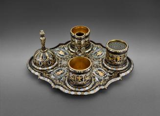 Inkstand with bell, penholder, powder sifter and inkwells
