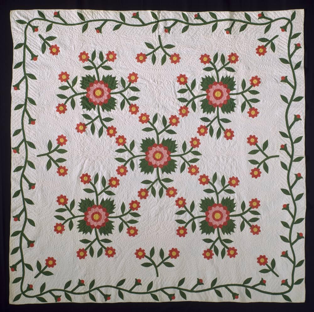 Whig Rose Surface-Appliqué Quilt | All Works | The MFAH Collections