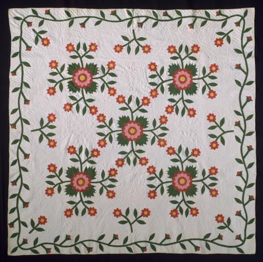 Whig Rose Surface-Appliqué Quilt