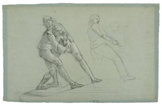 Study for "The Siege of Gibraltar" (Study of Figures Pulling on a Rope)
