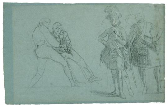 Study for "The Siege of Gibraltar" (Study of Lieutenant Colonel Lindsay and Figures Pulling on a Rope)