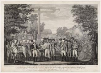 The British surrendering their Arms to Gen: Washington after their defeat at York Town in Virginia October 1781.