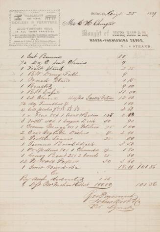 Bill of Sale dated August 25, 1859