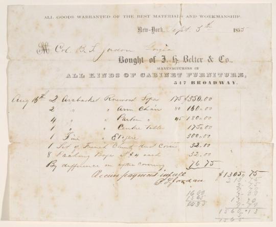 Bill of Sale to Col. B. S. Jordan