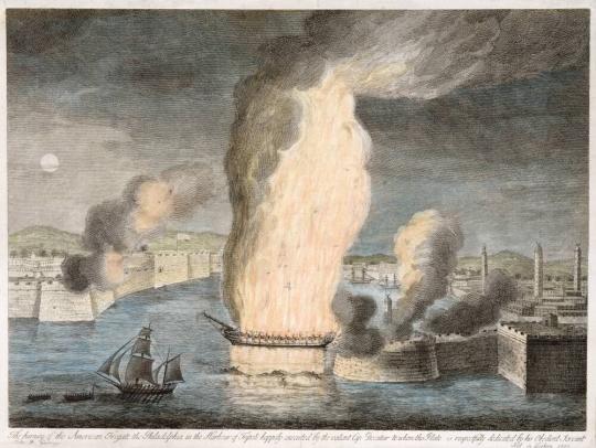 The Burning of the American Fregate [sic] the Philadelphia in the Harbour of Tripoli