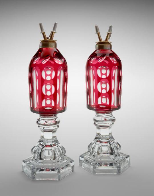 Pair of Burning-Fluid Lamps