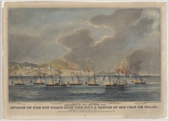 Attack of the Gun Boats upon the City, & Castle of San Juan de Ulloa