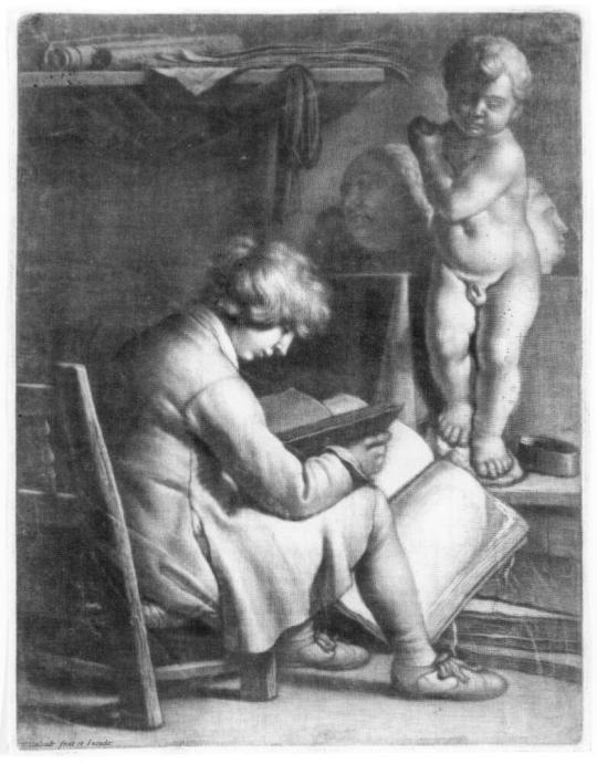 Boy Seated in a Studio, a Plaster Cast of the Christ Child, after Michaelangelo in Front of Him