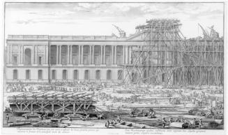 Representation des Machines qui ont servi à eslever les deux grandes pierres couvrent le fronton de la principal entreé du Louvre (The Building of the Louvre, Paris)