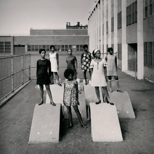 Untitled (Photo shoot at a school for one of the many modeling groups who had begun to embrace natural hairstyles in the 1960s)