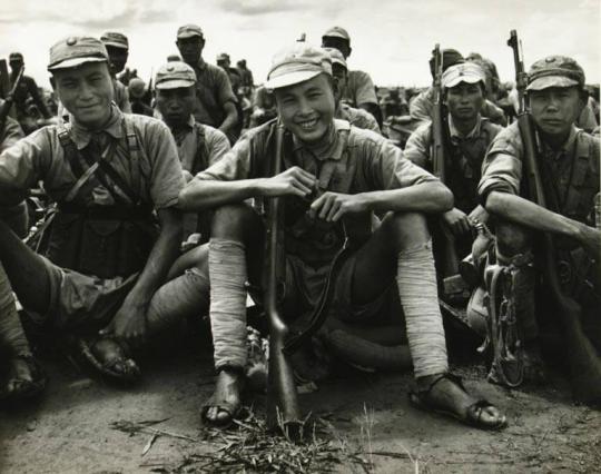 Chinese Soldiers Wait for Air Transport