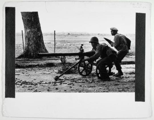 Two Cambodian anti-tank gunners in action, Praveng