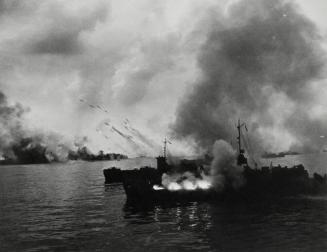 Untitled (Ship firing on Iwo Jima)