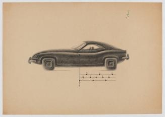 Untitled [Car with Square Wheels and Musical Notes]