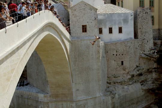 Leaping from the Mostar Bridge