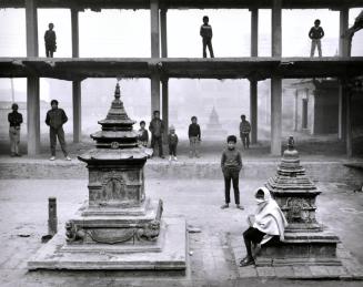 "E Bahal" and Schoolchildren, Patan, Kathmandu Valley,
 Nepal