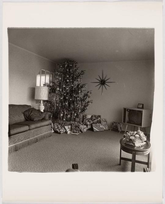 Xmas tree in a living room in Levittown, L.I. 1963