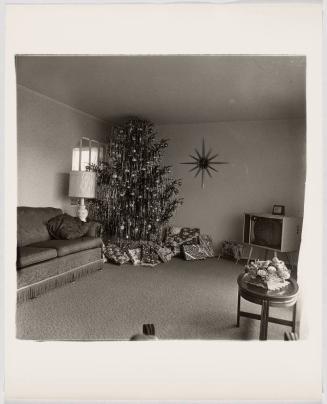Xmas tree in a living room in Levittown, L.I. 1963