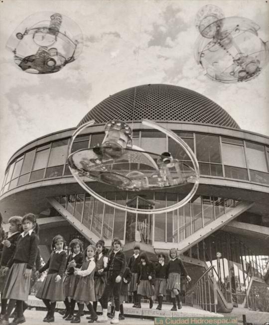 Afiche de la exposición de La ciudad hidroespacial - Planetario Galileo Galilei, Buenos Aires