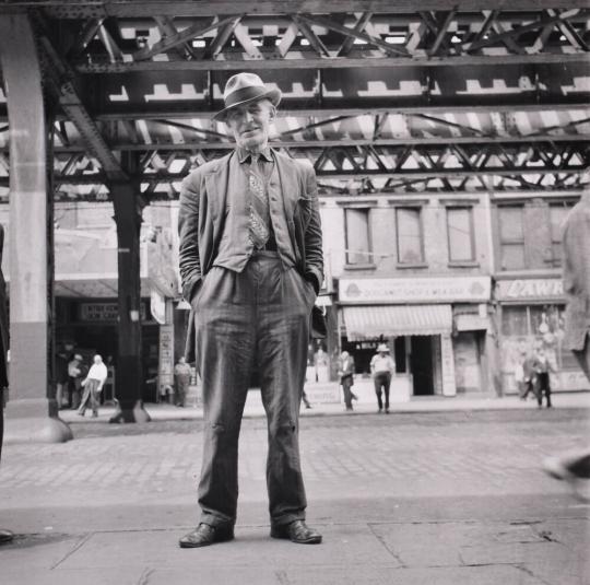 New York, New York. Bum who claimed to be Scotch comedian, at Third Avenue and 14th Street