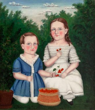 Boy and Girl with Basket of Cherries
