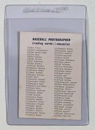 Baseball-Photographer Trading Card Checklist
