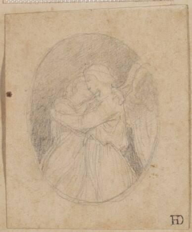 An Angel (Human Soul) Embracing a Woman