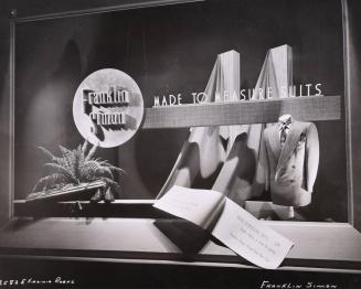 Franklin Simon store, Fifth Ave., N.Y.C. use Mitten’s Display Letters to tell their story in a dignified presentation. 42” Kabel Condensed Track Letters