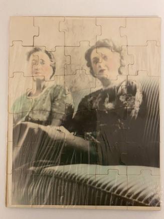 [Photo Puzzle,Two Women Seated on Striped Couch]