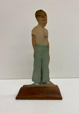 [Boy with Tie and Blue Pants, Handmade and colored photo statuette]