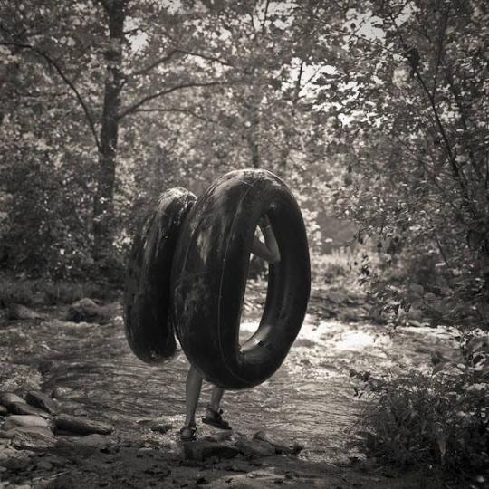 Crossing Lost Cove Creek with Tubes, Edgemont, NC, 2013