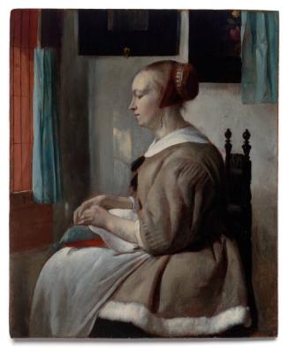 Woman Sewing by a Window