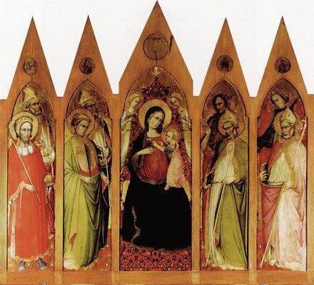 Fig. 8.1. Ambrogio di Baldese, Madonna Enthroned with Saints and Angels, 1413–17, tempera on pa ...