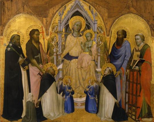 Fig. 8.3. Agnolo Gaddi, Madonna and Child Enthroned with Saints and Angels, 1375, tempera and g ...