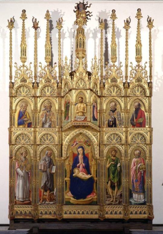 Fig. 11.2. Antonio and Bartolomeo Vivarini, Madonna and Child Enthroned with Saints, 1450, Pina ...