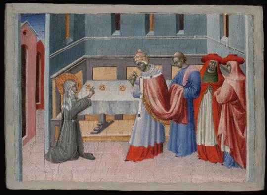 Fig. 12.4. Giovanni di Paolo, A Miracle of Saint Clare, c. 1455, tempera on panel, Yale Univers ...