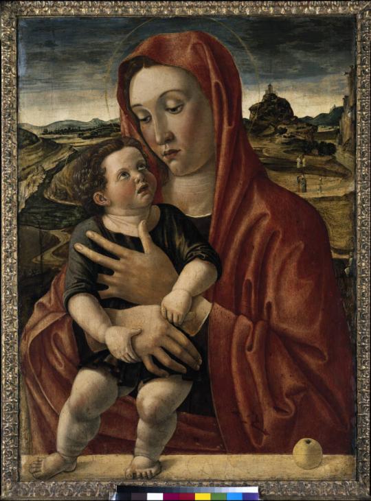 Fig. 14.3. Giovanni Bellini, Madonna and Child on a Parapet, c. 1460–65, oil on poplar, Gemälde ...